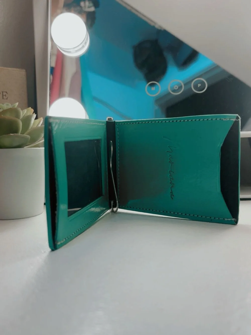 Turquoise Floral Tooled Leather Wallet